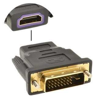 Преходник DVI(м) към HDMI(ж), M24+1, позлатени конектори | JAR Computers Преходник DVI(м) към HDMI(ж)
