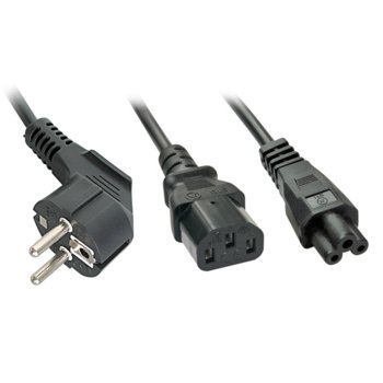 Захранващ кабел Lindy 30047, от Schuko(м) към към 1 x C13/C5(м), 2m | JAR Computers Lindy 1 x Schuko към 1 x C13/C5 LNY-30047 2m
