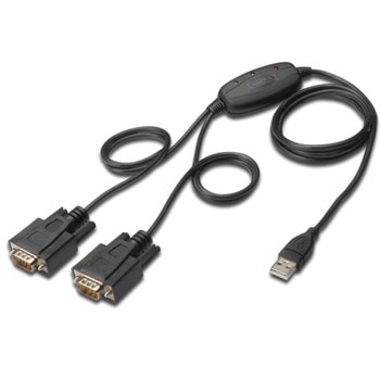 Преходник ASSMANN DA-70158, USB A(м) към 2x RS232(м), 1.5m, черен | JAR Computers Assmann DA-70158