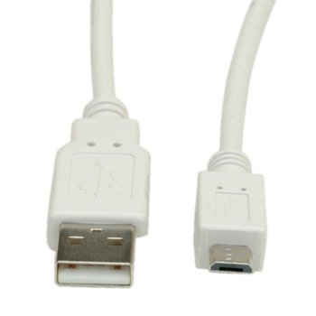 Кабел Roline S3151, USB A(м) към USB Micro B(м), 0.8m, бял | JAR Computers Roline USB A(м) към USB Micro B(м) 0.8m S3151