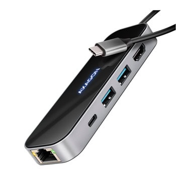 Докинг станция AXAGON HMC-6GLN, от USB-C към 1x USB-C(PD), 1x USB-C, 2x USB-A, 1x HDMI, 1x RJ45, черна | JAR Computers AXAGON HMC-6GLN
