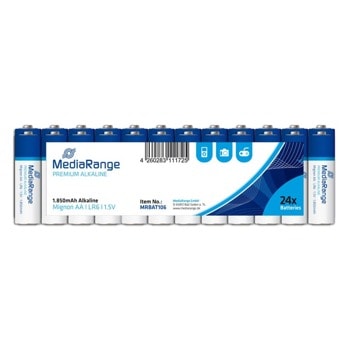 Батерии алкални MediaRange Premium MRBAT106 AA (LR6), 1.5V, 1850mAh, 24бр. | JAR Computers MEDIARANGE PREMIUM AA 1.5V LR6 24 PACK (MRBAT106)