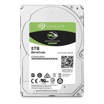 Твърд диск 5TB Seagate BarraCuda ST5000LM000, SATA III 6Gb/s, 5400rpm, 128MB кеш, 2.5" (6.35cm), по-висок от стандартния твърд диск | JAR Computers Seagate ST5000LM000