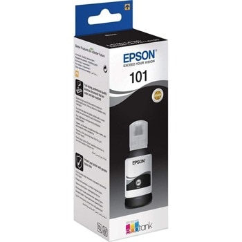 Мастило за Epson EcoTank (L6190 / L6160 / L4150 / L6170 / L4160 / L14150), Black, C13T03V14A - (101 13203), Epson, Заб.: 7500 копия, 127 мл | JAR Computers Epson 101 EcoTank Black