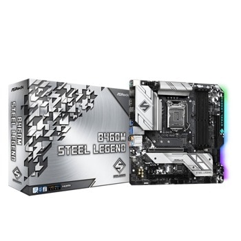 Дънна платка ASRock B460M Steel Legend, B460, LGA1200, DDR4, PCI-E 3.0 (DP/HDMI)(CFX), 6x SATA 6Gb/s, 2x M.2, 1x USB 3.2 Gen 1 Type-C, Micro ATX | JAR Computers ASRock B460M STEEL LEGEND