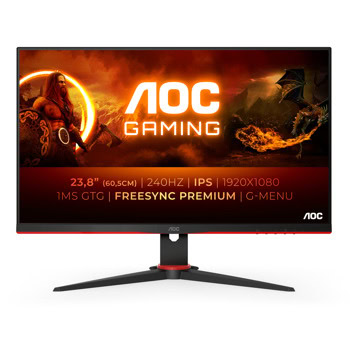 Монитор AOC 24G2ZE/BK, 23.8" (60.45 cm) IPS панел, 240 Hz, 0.5 ms, 80000000:1, 350 cd/m2, DisplayPort, HDMI | JAR Computers AOC 24G2ZE/BK