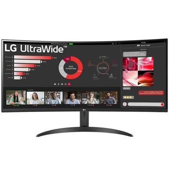 Монитор LG 34WR50QC-B, 34" (86.36cm) VA Curved панел, 100Hz, UltraWide QHD, 5ms, 300cd/m2, DisplayPort, HDMI | JAR Computers LG 34WR50QC-B