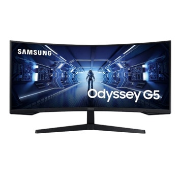 Монитор Samsung Odyssey G5 LC-34G55TW (Разопакован продукт), 34" (86.36 cm) Curved VA, 165Hz, Ultra WQHD, 1ms, 2500:1, 250cd/m2, DisplayPort, HDMI | JAR Computers Samsung LC34G55TWWPXEN Разопакован продукт