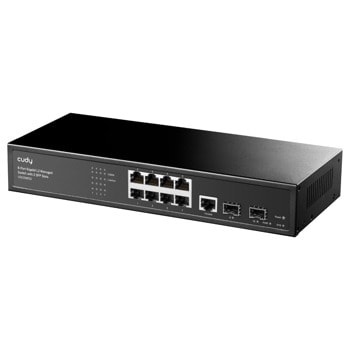 Суич Cudy GS2008S2, 10 порта, 1000Mbps, 8x 10/100/1000 Mbps PoE, 2x 10/100/1000 Mbps SFP, 1x Console port | JAR Computers Суич GS2008S2
