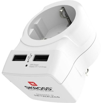 Адаптер Skross Europe to USA 1500281, 1 гнездо, от EU, към САЩ, 2x USB-A, бял | JAR Computers SKROSS Europe към USA 1500281