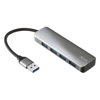 USB Хъб Trust Halyx 23327, 4 порта, 4x USB 3.1, сребрист | JAR Computers Trust Halyx 23327
