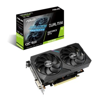 Видео карта Nvidia GeForce GTX 1660 Super, 6GB, Asus Dual Mini OC Edition, PCI-E 3.0, GDDR6, 192-bit, DisplayPort, HDMI, DVI | JAR Computers Asus Dual GTX 1660 Super Mini OC