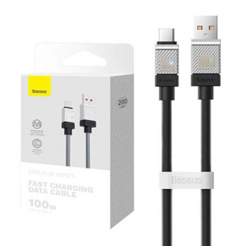 Кабел Baseus CoolPlay CAKW000701, от USB-A(м) към USB-C(м), 2m, 100W, черен | JAR Computers Baseus CoolPlay CAKW000701
