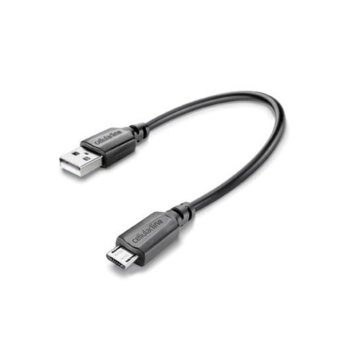 Кабел Cellular Line, от USB A(м) към microUSB Type B(м), 15cm, черен | JAR Computers Кабел данни microUSB 15см