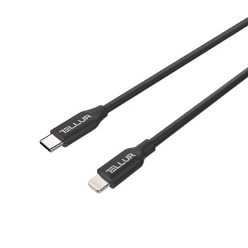 Кабел Tellur TLL155333, от USB C(м) към Lightning(м), 1m, черен | JAR Computers Tellur TLL155333