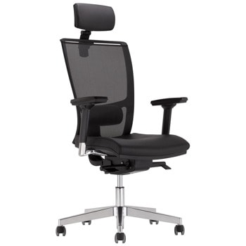 Директорски стол Nowy Styl Z-Body, до 130кг, дамаска/меш, хромирана база, коригиране височина, анти-шок функция, черен | JAR Computers Nowy Styl Z-Body OK24504