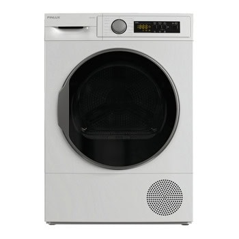 Сушилня Finlux TDF-8TP3, 8 кг. капацитет, свободностояща, 59.6 см ширина, 15 програми, защита за деца, отложен старт, термопомпа, бяла | JAR Computers Finlux TDF-8TP3