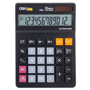 Калкулатор Deli Smart EM01420, 12 разряден дисплей, настолен, проверка на 120 стъпки, черен | JAR Computers Калкулатор Deli Smart EM01420