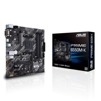 Дънна платка Asus PRIME B550M-K, AM4, B550, DDR4, PCI-E 4.0(HDMI&DVI), 4x SATA 6Gb/s, 2x M.2, 4x USB 3.2 Gen1, 2x USB 3.2 Gen2, mATX | JAR Computers Asus PRIME B550M-K