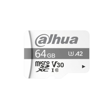 Карта памет 64GB microSD Dahua TF-P100/64GB, UHS-I, скорост на четене до 100MB/s, скорост на запис до 60MB/s | JAR Computers 64GB MicroSD карта,TF-P100/64GB
