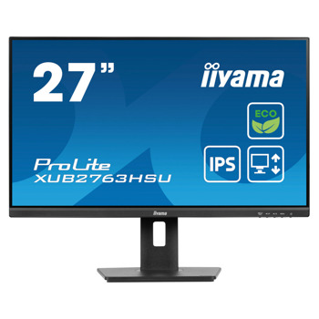 Монитор IIYAMA XUB2763HSU-B1, 27" (68.58 cm) IPS панел, 100Hz, Full HD, 3ms, 80 000 000:1, 250 cd/m2, DisplayPort, HDMI, USB | JAR Computers IIYAMA XUB2763HSU-B1
