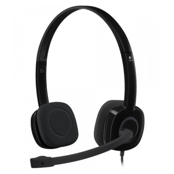 Слушалки Logitech H151, микрофон, 3.5мм жак, черни | JAR Computers Logitech H151 981-000589 black