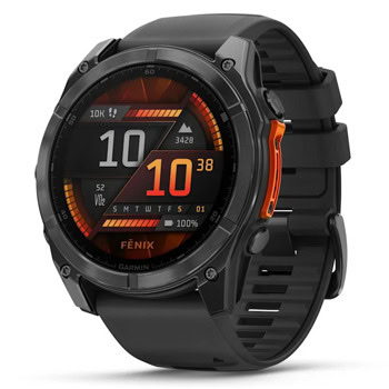 Смарт часовник Garmin fenix 8 51mm (Slate Grey), 1.4" (3.55cm) AMOLED дисплей, Bluetooth, ANT+, Wi-Fi, GPS, 32GB Flash памет, мониторинг на съня, следене на сърдечния ритъм, 10ATM, до 29 дни време на работа, силиконова каишка, черен | JAR Computers Garmin fenix 8 51mm Slate Grey/Black 010-02905-00