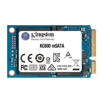 Памет SSD 256GB Kingston KC600 (SKC600MS/256G), mSATA, скорост на четене 550 MB/s, скорост на запис 500 MB/s | JAR Computers Kingston SKC600MS/256G