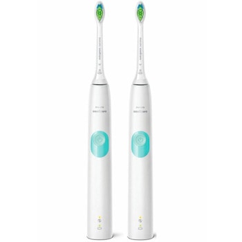 Ел. четки за зъби Philips HX6807/35, ProtectiveClean 4300, електрическа звукова четка, 2 степени на интензивност, до 62 000 движения на четката/мин, до 2 седмици с 1 зареждане, бяла, 2 броя | JAR Computers PHilips HX6807/35
