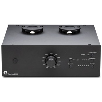 Предусилвател Pro-Ject Audio Systems Tube Box DS3 B, лампов, за грамофони, 10-1000ohms съпротивление, 5-pin mini XLR-in, 1x XLR-in, 1x RCA Phono-in, 1x RCA-out, 1x XLR-out, черен | JAR Computers Pro-Ject Audio Systems Tube Box DS3 B Black