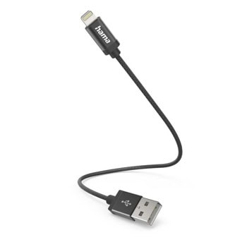 Кабел Hama 201578, от USB-A(м) към Lightning(м), 0.2m, черен | JAR Computers Кабел Hama 201578