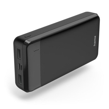 Външна батерия/power bank/ Hama Eco Power 20 (187286), 20000mAh, черна, 2x USB-A, 1x USB-C, 1x micro USB-B | JAR Computers Външна батерия power bank Hama Eco Power 20 187286