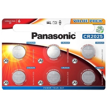 Батерии литиеви Panasonic CR-2025EL/6BP, CR2025, 3V, 6бр. | JAR Computers Батерия литиева Panasonic CR-2025EL/6BP