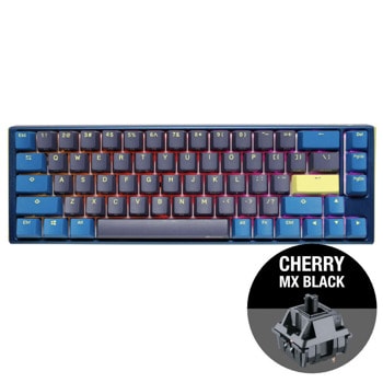 Клавиатура Ducky One 3 Daybreak SF 65, жична, гейминг, механична, Cherry MX Black суичове, RGB подсветка, синя/лилава, USB | JAR Computers Клавиатура Ducky One 3 Daybreak SF 65 MX Black