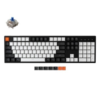 Клавиатура Keychron C2-A2, гейминг, механична, Gateron G Pro Blue Switch сини суичове, бяла, LED подсветка, черна, USB image