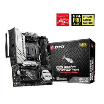 Дънна платка MSI MAG B550M MORTAR WIFI, AM4, B550, DDR4, PCI-E 4.0, (DisplayPort&HDMI),(CF), 6x SATA 6Gb/s, 2x M.2, 1x USB 3.2 Gen 2 Type-C, Wi-Fi, Bluetooth, mATX | JAR Computers MSI B550M_MORTAR_WIFI