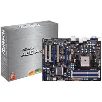 Дънна платка ASRock A55 Pro3, FM1, AMD A55, DDR3, 2xPCI-E (CF)(HDMI), SB7.1 THX TruStudio™, Lan1000, 2xSATA 6.0Gb/s, 2xUSB3.0, ATX | JAR Computers ASRock A55 Pro3
