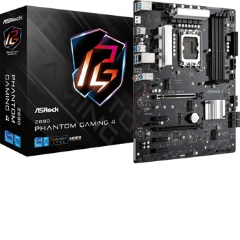 Дъна платка ASRock Z690 Phantom Gaming 4, Z690, DDR4, PCI-E 5.0 (HDMI)(CF), 4x SATA 6Gb/s, 3x M.2, 1x USB 3.2 Gen2, ATX | JAR Computers ASRock Z690 Phantom Gaming 4 90-MXBH70-A0UAYZ
