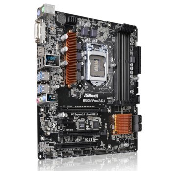 Дънна платка ASRock B150M Pro4S/D3, B150, LGA1151, DDR3/DDR3L, PCI-E (HDMI&DVI)(CFX), 6x SATA 6Gb/s, 4x USB3.0, micro ATX | JAR Computers ASRock B150M Pro4S/D3