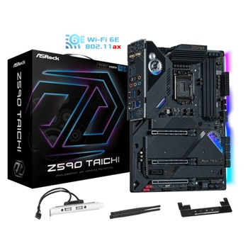 Дънна платка ASRock Z590 Taichi, Z590, LGA1200, DDR4, PCI-E 4.0 (HDMI/Thunderbolt)(CFX), 8x SATA 6Gb/s, 3x M.2, 2x USB 4.0 Thunderbolt 4, Wi-Fi, Bluetooth, ATX | JAR Computers ASRock Z590 Taichi