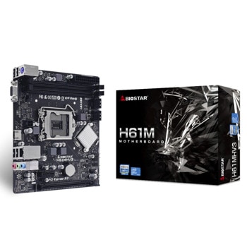 Дънна платка Biostar H61MHV3, H61, LGA1155, DDR3, PCI-E (HDMI&D-Sub) 4x SATA 6Gb/s, 4x USB 2.0, Micro ATX | JAR Computers Biostar H61MHV3
