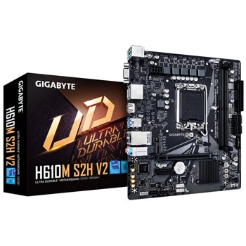 Дънна платка Gigabyte H610M S2H V2 (rev. 1.0), H610, LGA1700, DDR5, PCI-E 4.0 (HDMI&VGA&DP), 1x M.2, 4x SATA 6Gb/s, 2x USB 3.2 Gen 1 Type-A, Micro-ATX | JAR Computers Gigabyte H610M S2H V2 (rev. 1.0)