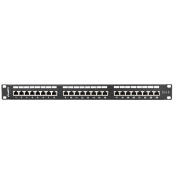 Пач панел Lanberg PPS6-1024-B, 24x порта, 19", 1U, Cat.6, Shielded, IDC T568A/T568B, черен | JAR Computers Lanberg PPS6-1024-B