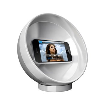 Aкустична озвучителна поставка Clingo Parabolic Sound, за iPhone и смартфони | JAR Computers Clingo Parabolic Sound (бяла)