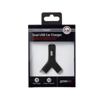 Groov-e Dual USB Car Charger 5V, 2.4A
