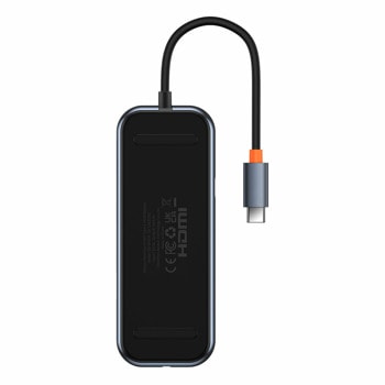 USB хъб Baseus AcmeJoy, 4 порта, от USB Type C към 4x USB 3.0 Type-А, 1x USB Type C PD, сив | JAR Computers Baseus AcmeJoy WKJZ010513