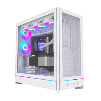 Кутия Montech HS01 PRO White, ATX/mATX/Mini-ITX, 2x USB 3.0 Type-C, 5x 120mm вентилатора, с прозорец, бяла, без захранване | JAR Computers Кутия Montech HS01 PRO бяла