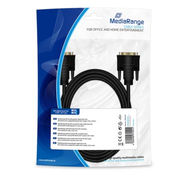 Кабел MediaRange MRCS129, от DVI(м) към DVI(м), 2m, черен | JAR Computers Кабел MediaRange MRCS129