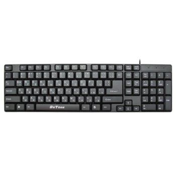 Клавиатура DeTech DE6079, кирилизирана, черна, USB | JAR Computers Клавиатура DeTech DE6079