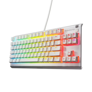 Клавиатура SteelSeries Apex 3 TKL, механична, гейминг, RGB подсветка, US подредба, бяла, USB | JAR Computers SteelSeries Apex 3 TKL US Layout White 64819